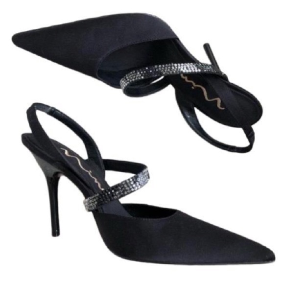 Nina Shoes - Nina Rhinestone Crossover Pointed Toe Heels